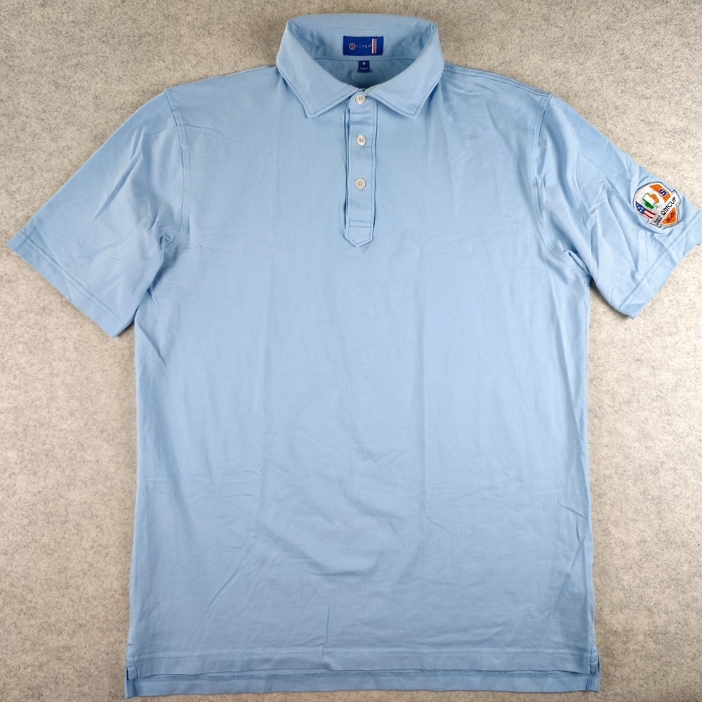 Stitch Polo Medium Blue Solid Cotton Stretch‎ 2022 QM Cup Ireland Logo